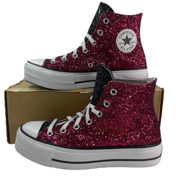 Converse Chuck Taylor Lift Platform Glitter by You PINK MIDNIGHT Women Shoe 8.5 - Picture 1 of 9